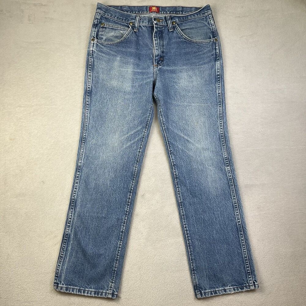 Wrangler 36MWZ Slim Fit Cowboy Cut Mens 33x30 Blue Denim Jeans 100% Cotton